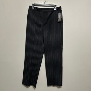 La Vita Women's Dress Pants 8 Black Pinstripe Straight Leg Casual Preppy NWT